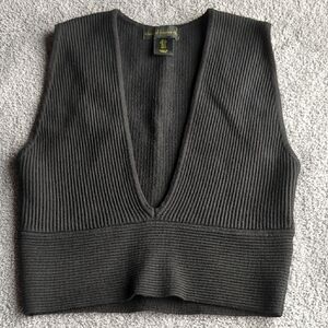 House of Harlow 1960 Black Knit Cropped Sweater Vest Size S